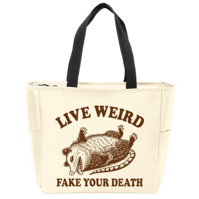Opossum Possum Lover Live Weird Fake Your Death Zip Tote Bag