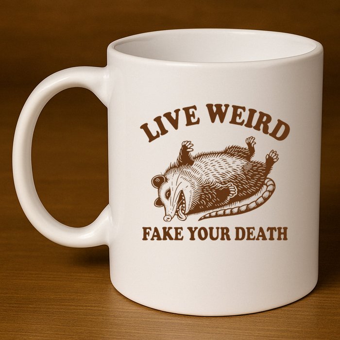 Opossum Possum Lover Live Weird Fake Your Death 11oz C Handle Ceramic Mug