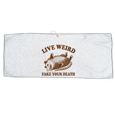 Opossum Possum Lover Live Weird Fake Your Death Large Microfiber Waffle Golf Towel