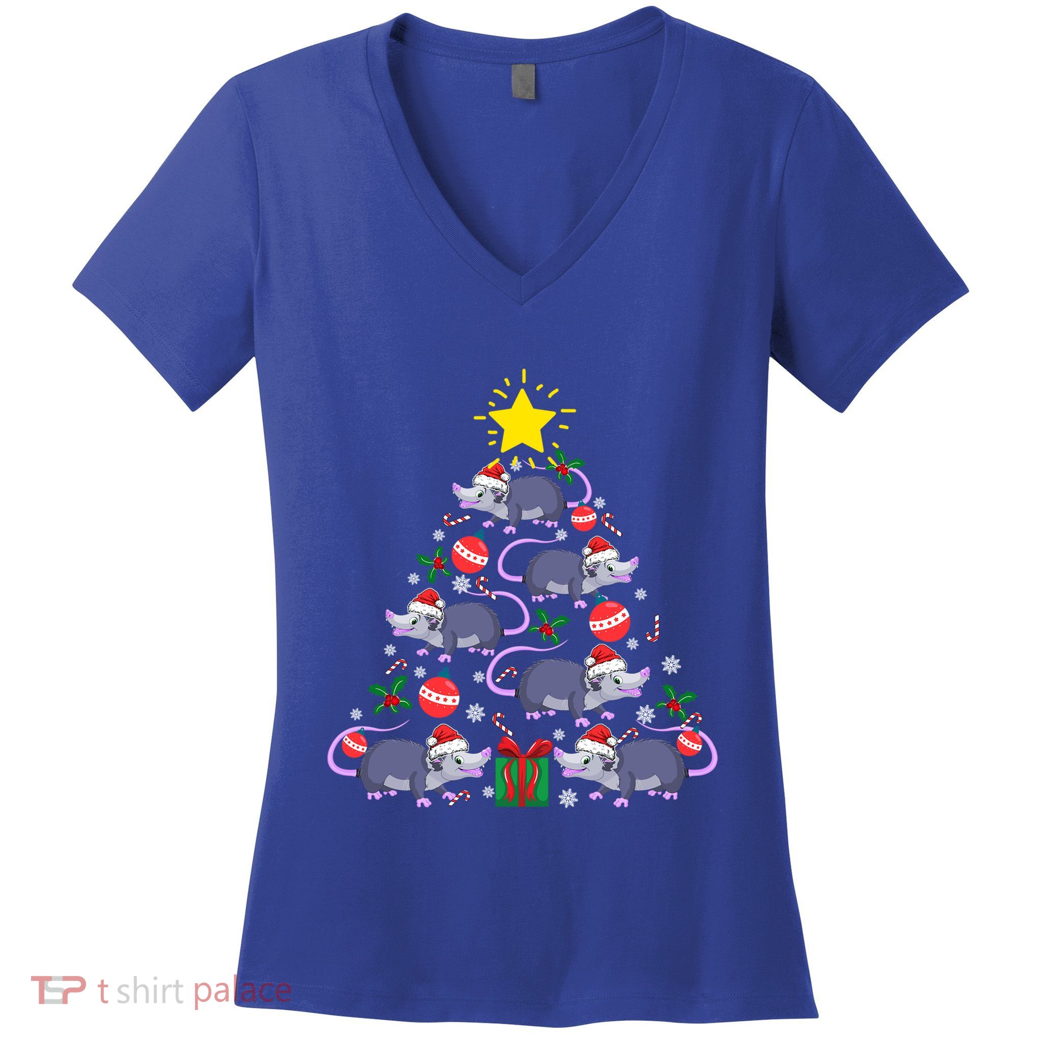 Opossum Possum Lover Christmas Tree Costume Xmas Gift Women's V-Neck T-Shirt