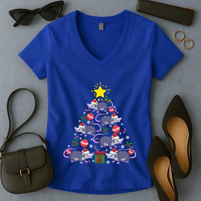 Opossum Possum Lover Christmas Tree Costume Xmas Gift Women's V-Neck T-Shirt