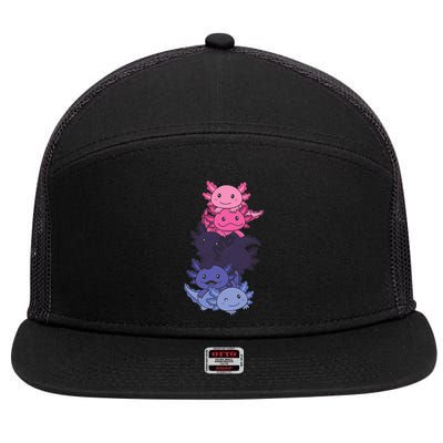 Omnisexual Pride LGBTQ Axolotl  7 Panel Mesh Trucker Snapback Hat