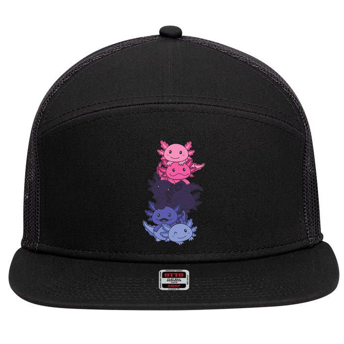 Omnisexual Pride LGBTQ Axolotl  7 Panel Mesh Trucker Snapback Hat