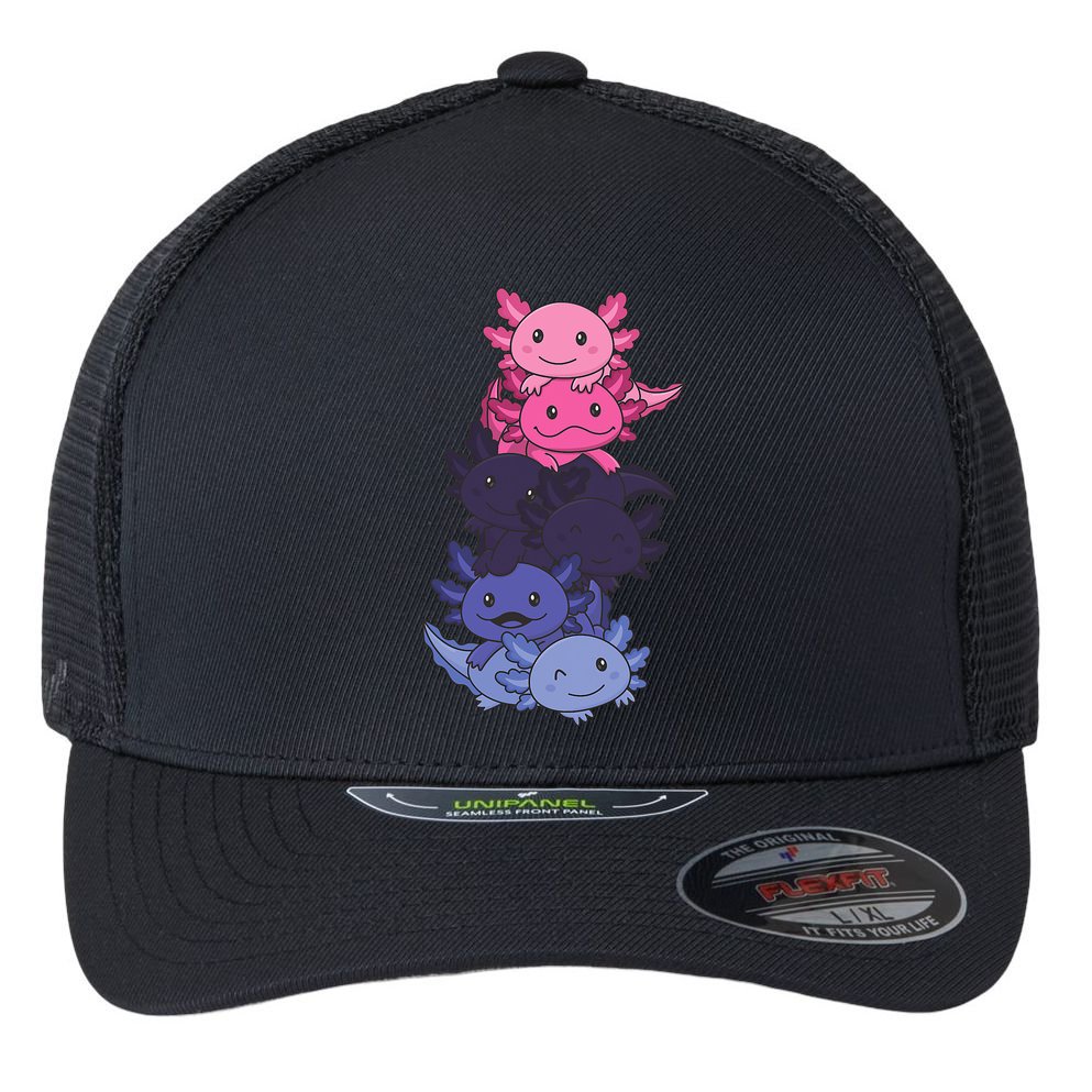 Omnisexual Pride LGBTQ Axolotl  Flexfit Unipanel Trucker Cap