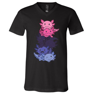 Omnisexual Pride LGBTQ Axolotl  V-Neck T-Shirt