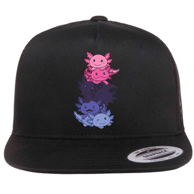 Omnisexual Pride LGBTQ Axolotl  Flat Bill Trucker Hat