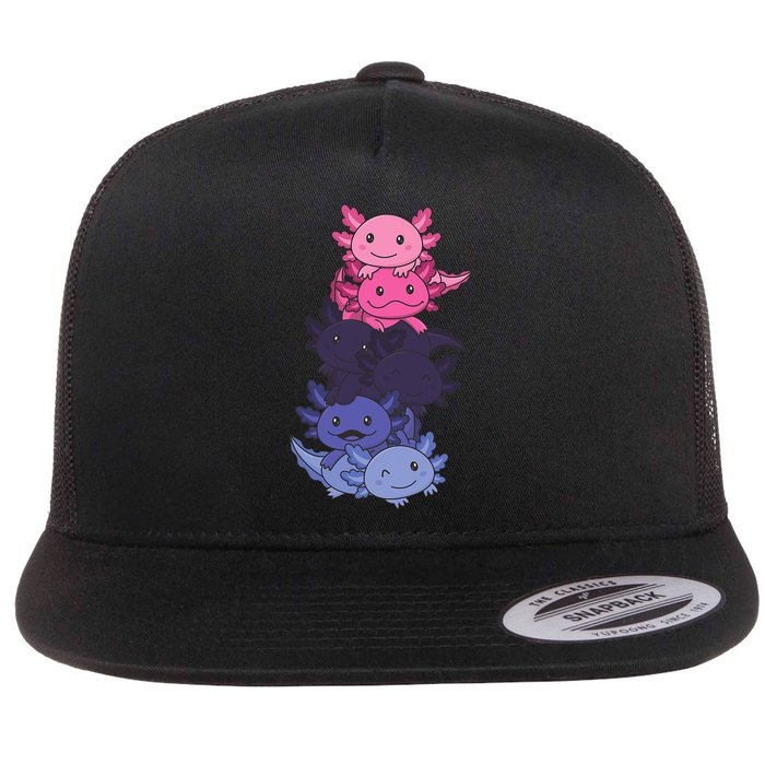 Omnisexual Pride LGBTQ Axolotl  Flat Bill Trucker Hat