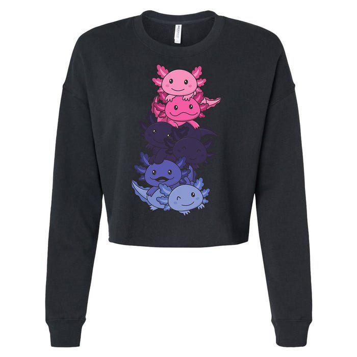 Omnisexual Pride LGBTQ Axolotl  Cropped Pullover Crew