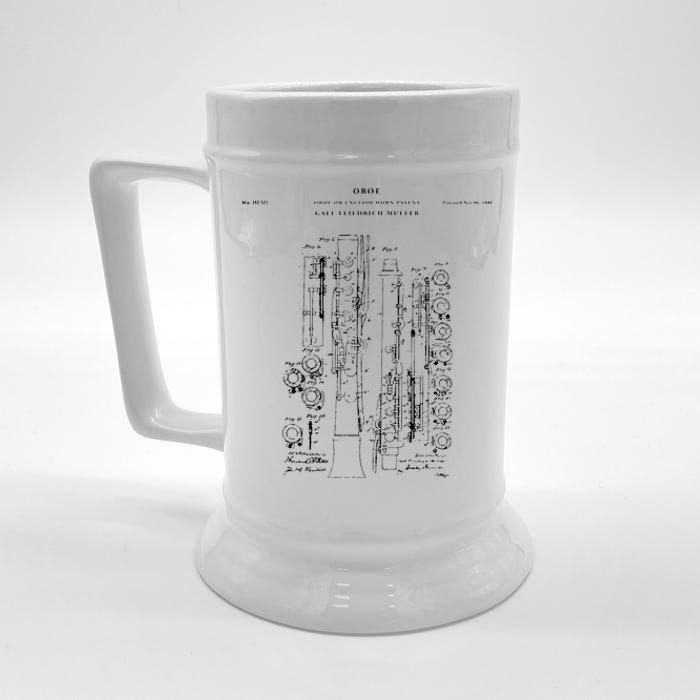 Oboe Patent Music Beer Stein