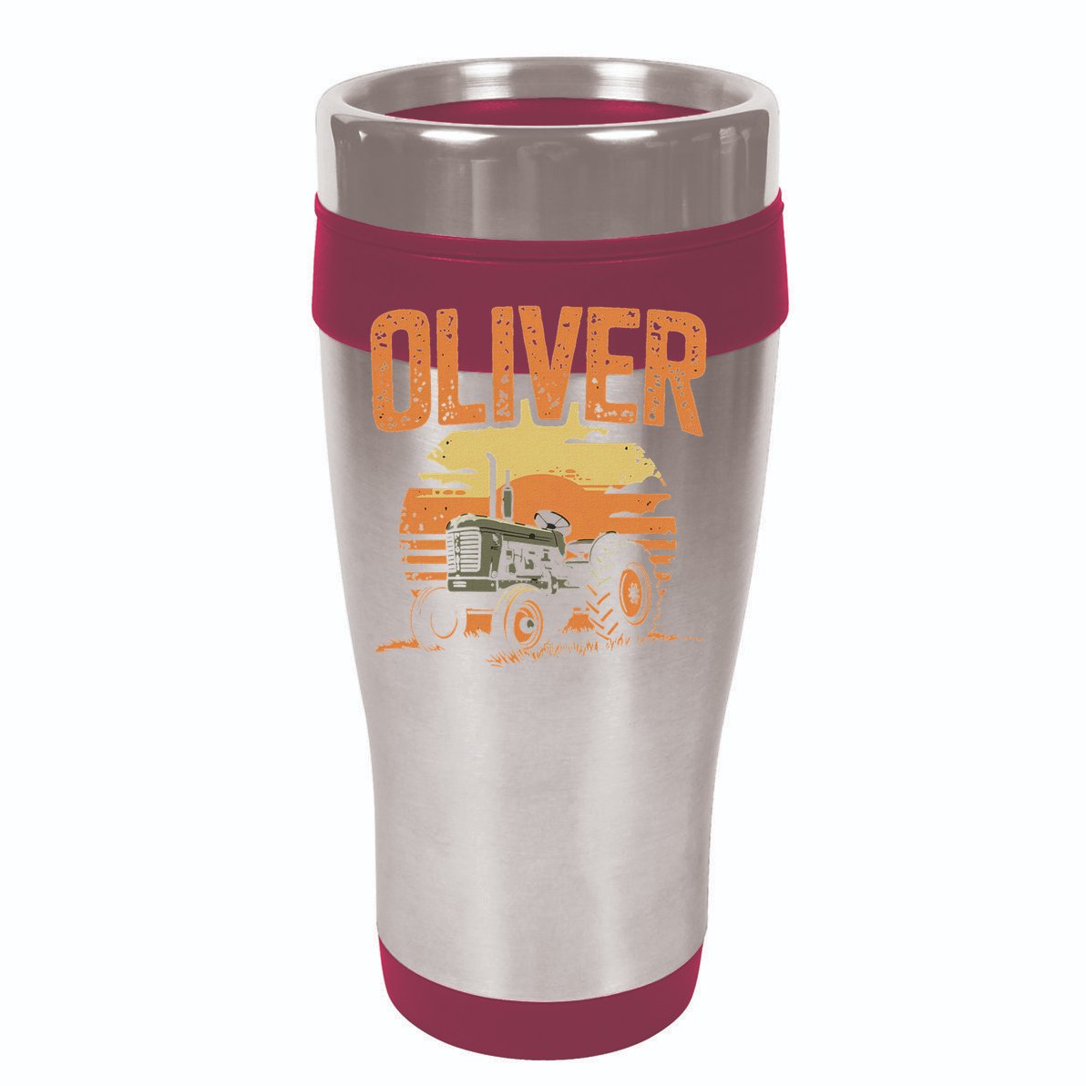 Oliver Personalized Nametag Tractor For Oliver Garment-Dyed Fleece Hoodie