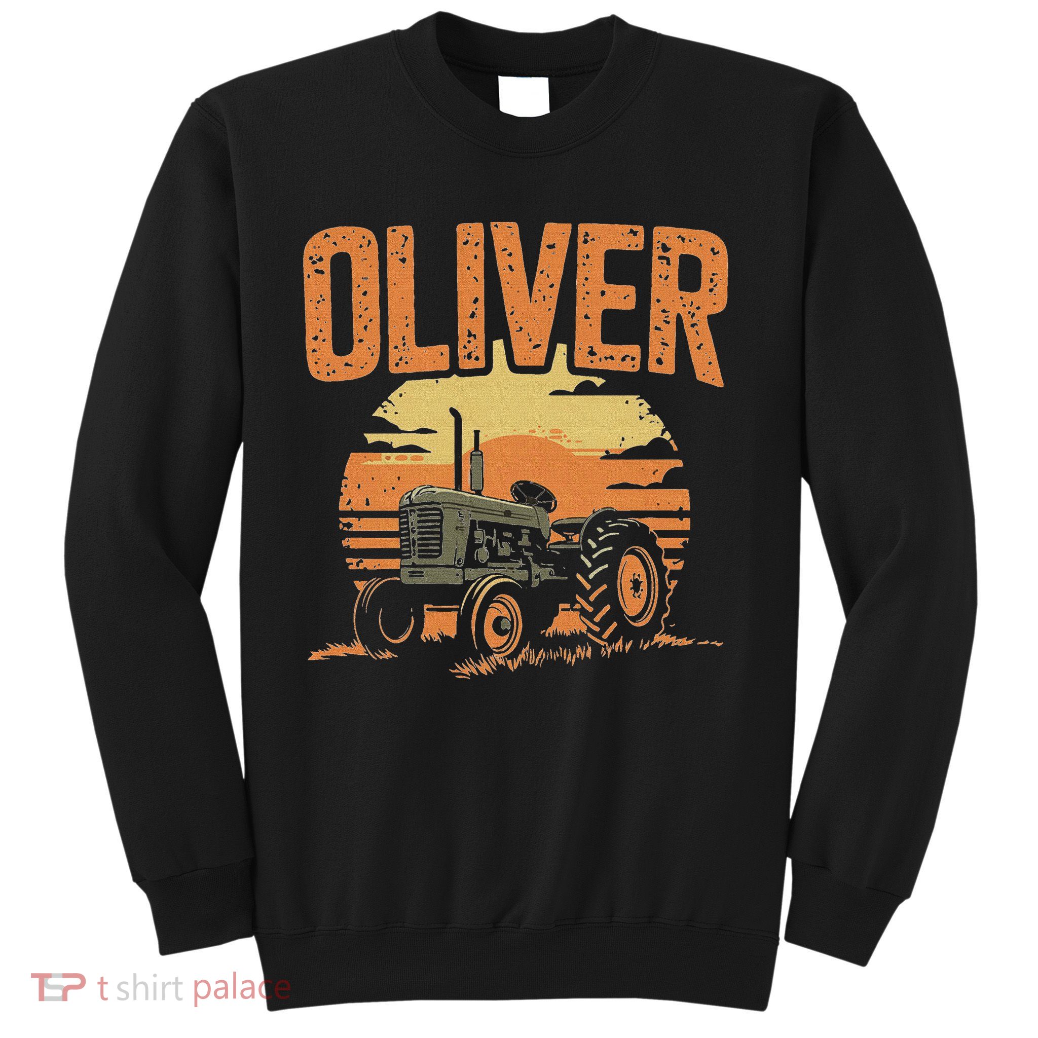 Oliver Personalized Nametag Tractor For Oliver Sweatshirt