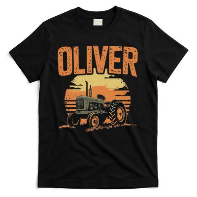Oliver Personalized Nametag Tractor For Oliver T-Shirt