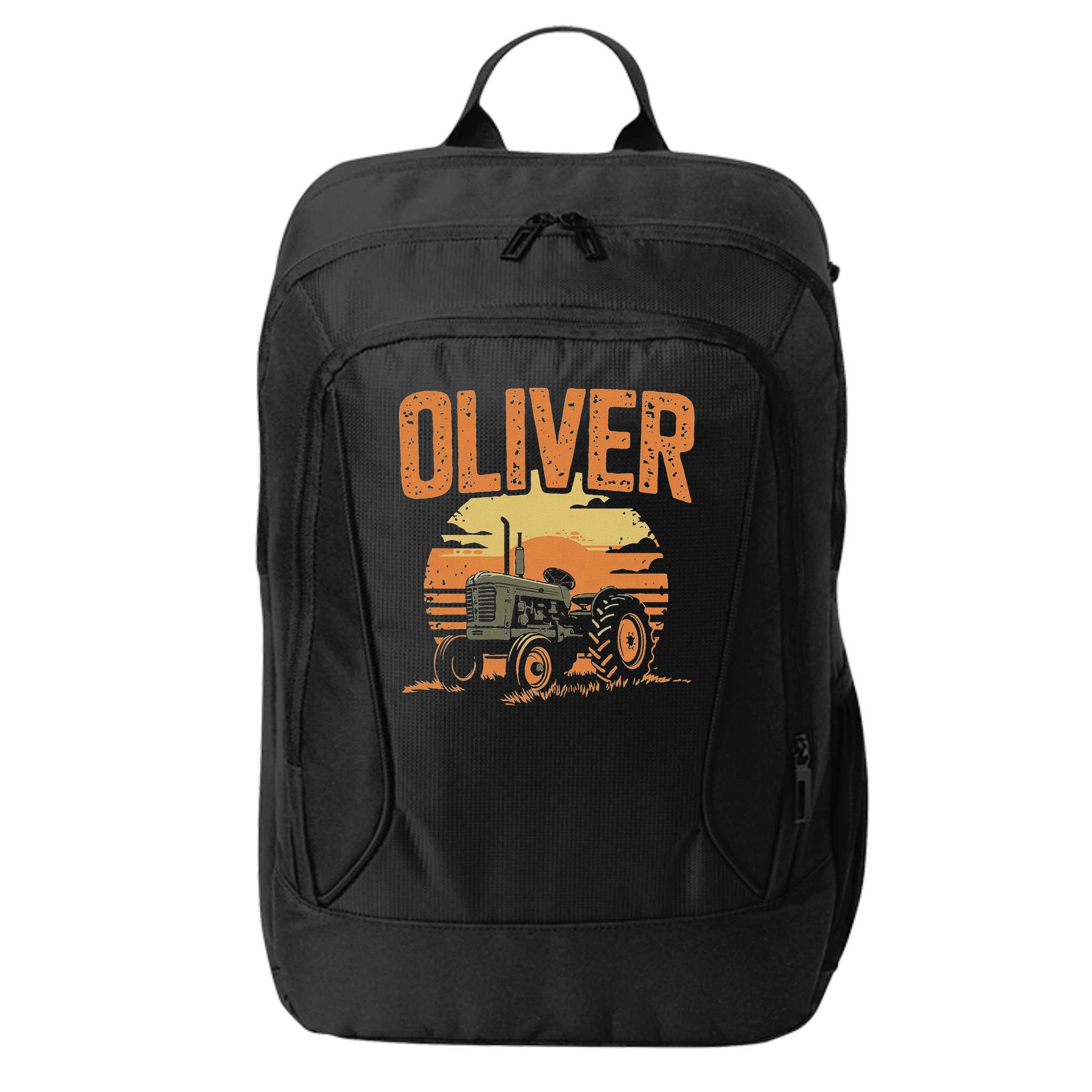 Oliver Personalized Nametag Tractor For Oliver City Backpack