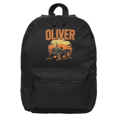 Oliver Personalized Nametag Tractor For Oliver 16 in Basic Backpack