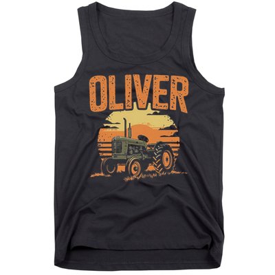 Oliver Personalized Nametag Tractor For Oliver Tank Top