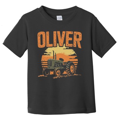 Oliver Personalized Nametag Tractor For Oliver Toddler T-Shirt