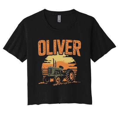 Oliver Personalized Nametag Tractor For Oliver Crop Top