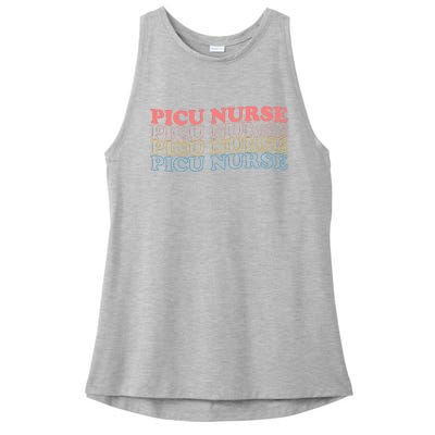 OdG4 PICU Nurse Retro Pediatric Intensive Care Unit Nurse Ladies PosiCharge Tri-Blend Wicking Tank