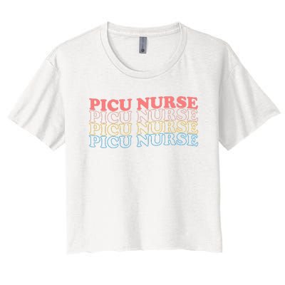 OdG4 PICU Nurse Retro Pediatric Intensive Care Unit Nurse Women's Crop Top Tee