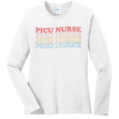 OdG4 PICU Nurse Retro Pediatric Intensive Care Unit Nurse Ladies Long Sleeve Shirt