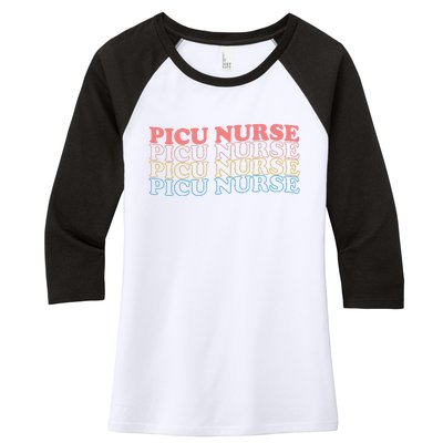 OdG4 PICU Nurse Retro Pediatric Intensive Care Unit Nurse Women's Tri-Blend 3/4-Sleeve Raglan Shirt