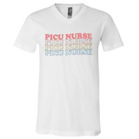 OdG4 PICU Nurse Retro Pediatric Intensive Care Unit Nurse V-Neck T-Shirt