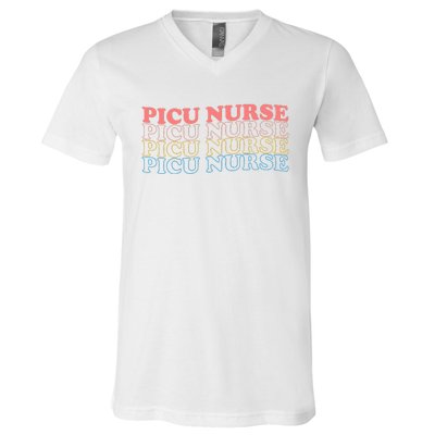 OdG4 PICU Nurse Retro Pediatric Intensive Care Unit Nurse V-Neck T-Shirt