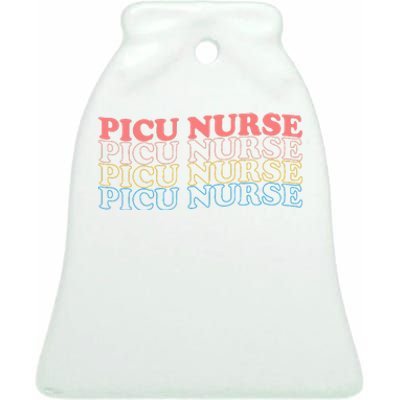 OdG4 PICU Nurse Retro Pediatric Intensive Care Unit Nurse Ceramic Bell Ornament