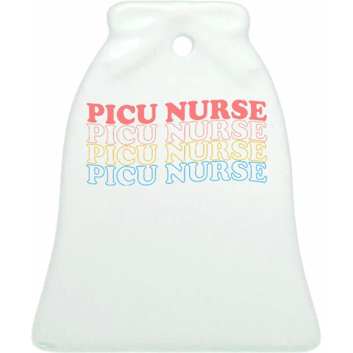 OdG4 PICU Nurse Retro Pediatric Intensive Care Unit Nurse Ceramic Bell Ornament