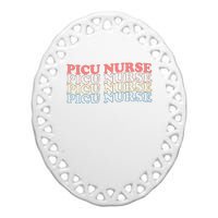 OdG4 PICU Nurse Retro Pediatric Intensive Care Unit Nurse Ceramic Oval Ornament