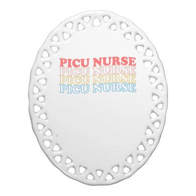 OdG4 PICU Nurse Retro Pediatric Intensive Care Unit Nurse Ceramic Oval Ornament