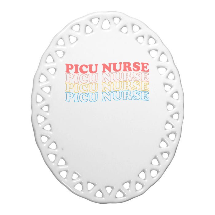 OdG4 PICU Nurse Retro Pediatric Intensive Care Unit Nurse Ceramic Oval Ornament