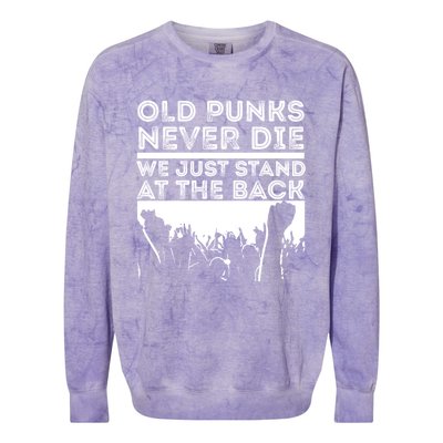 Old Punks Never Die We Just Stand At In The Back Rock Metal Gift Colorblast Crewneck Sweatshirt