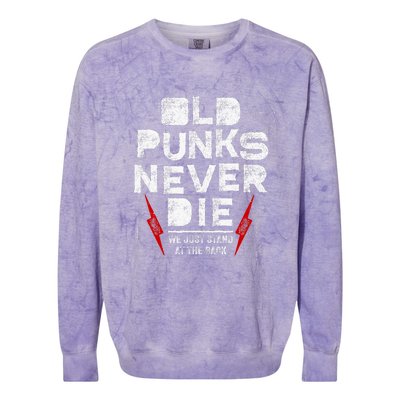 Old Punks Never Die We Stand In The Back For Punk Rock Fans Colorblast Crewneck Sweatshirt