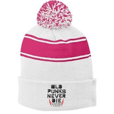 Old Punks Never Die Punk We Stand in the Back Rock Stripe Pom Pom Beanie