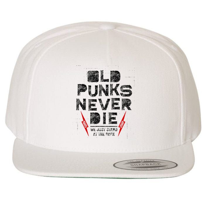 Old Punks Never Die Punk We Stand in the Back Rock Wool Snapback Cap