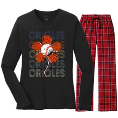 Orioles Proud Name Lovers Orioles Women's Long Sleeve Flannel Pajama Set 