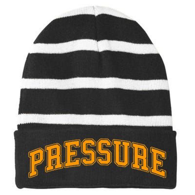 Orange Pressure Orange Color Striped Beanie with Solid Band