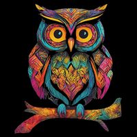 Owl Perched On A Tree Branch Colorful Pattern Owl Lover Button