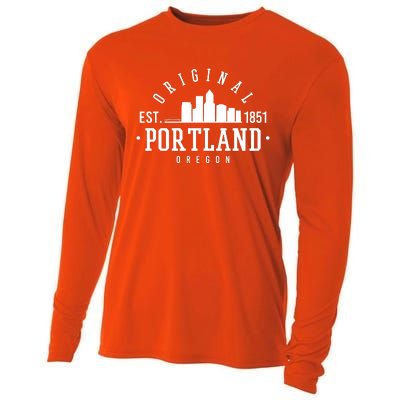 Original Portland Oregon Est 1851 Skyline Cooling Performance Long Sleeve Crew