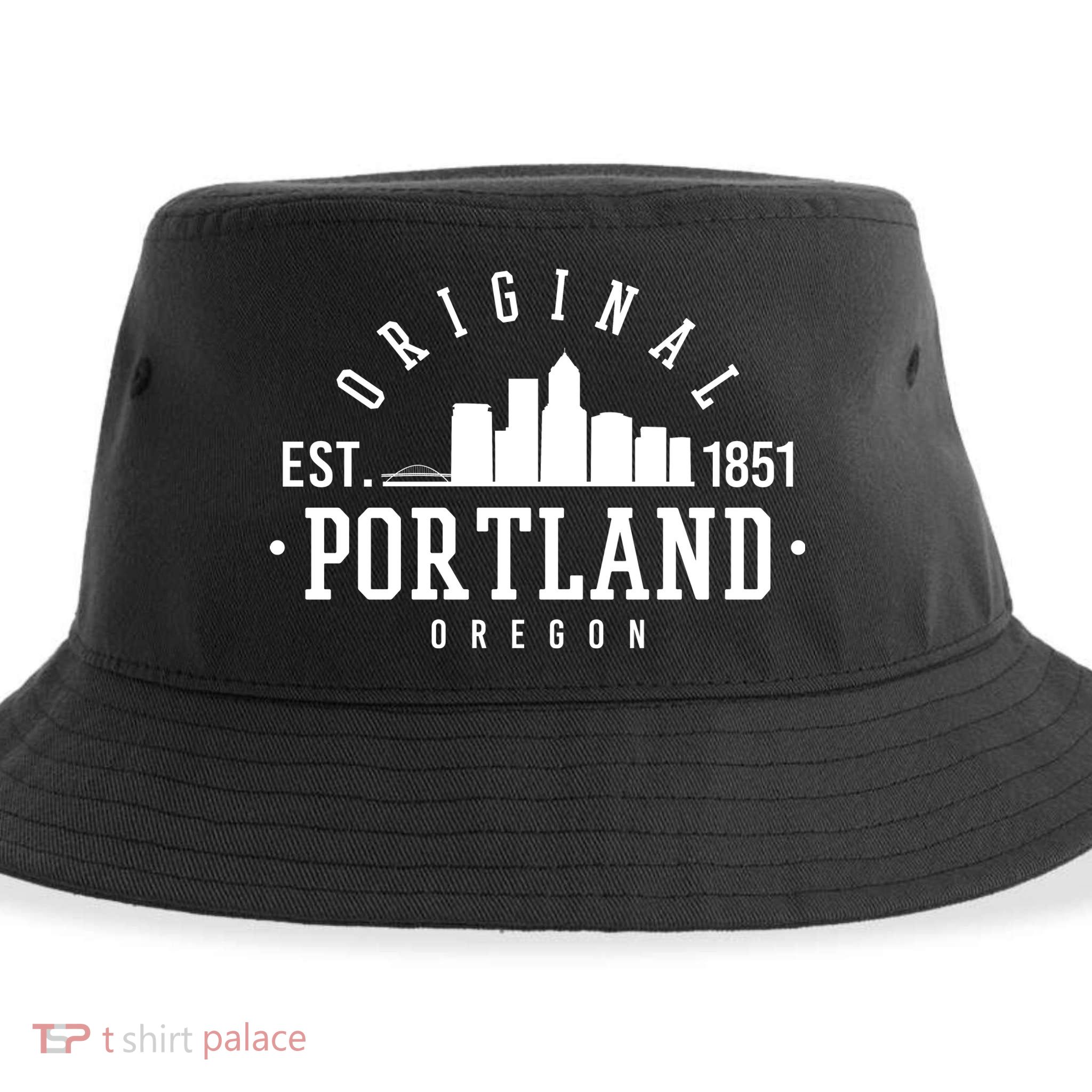Original Portland Oregon Est 1851 Skyline Sustainable Bucket Hat