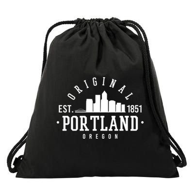 Original Portland Oregon Est 1851 Skyline Drawstring Bag