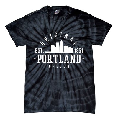 Original Portland Oregon Est 1851 Skyline Tie-Dye T-Shirt