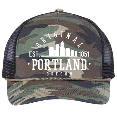 Original Portland Oregon Est 1851 Skyline Retro Rope Trucker Hat Cap