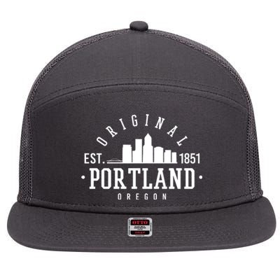 Original Portland Oregon Est 1851 Skyline 7 Panel Mesh Trucker Snapback Hat