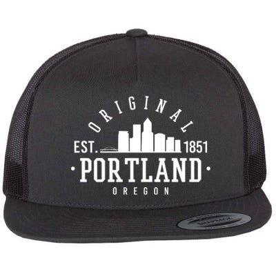 Original Portland Oregon Est 1851 Skyline Flat Bill Trucker Hat