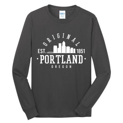 Original Portland Oregon Est 1851 Skyline Tall Long Sleeve T-Shirt