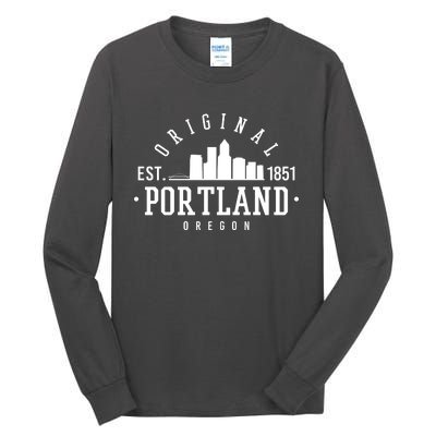 Original Portland Oregon Est 1851 Skyline Tall Long Sleeve T-Shirt