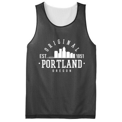 Original Portland Oregon Est 1851 Skyline Mesh Reversible Basketball Jersey Tank