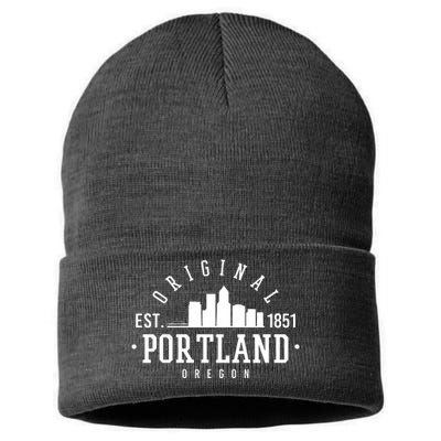 Original Portland Oregon Est 1851 Skyline Sustainable Knit Beanie